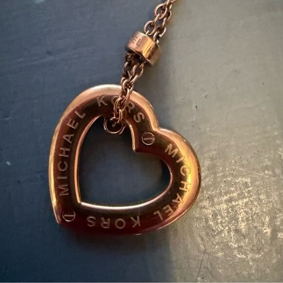 Michael Kors Rose Gold Long Heart Pendant Necklace - Picture 3 of 14